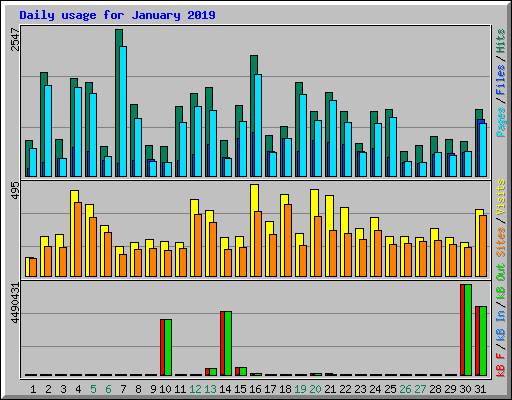 Daily usage for January 2019