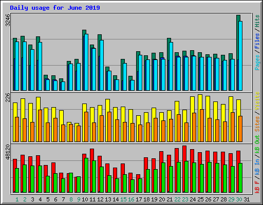 Daily usage for June 2019
