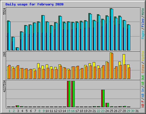 Daily usage for February 2020