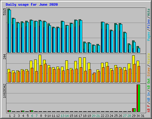Daily usage for June 2020