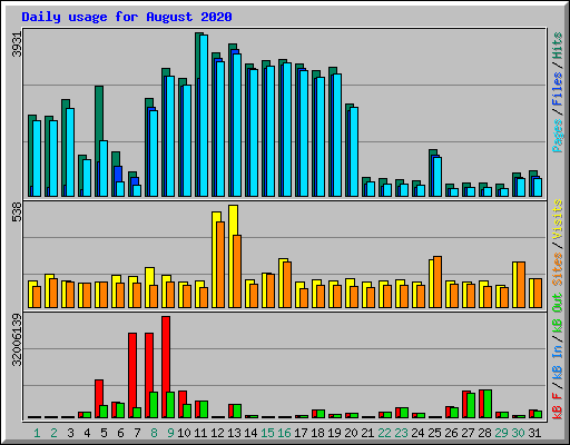 Daily usage for August 2020
