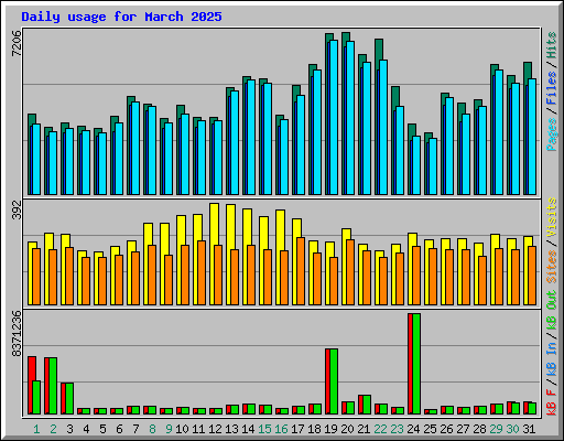 Daily usage for March 2025