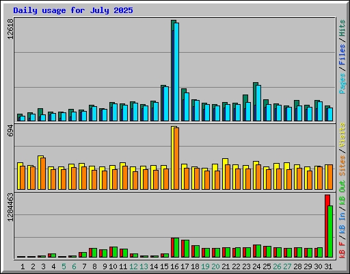Daily usage for July 2025
